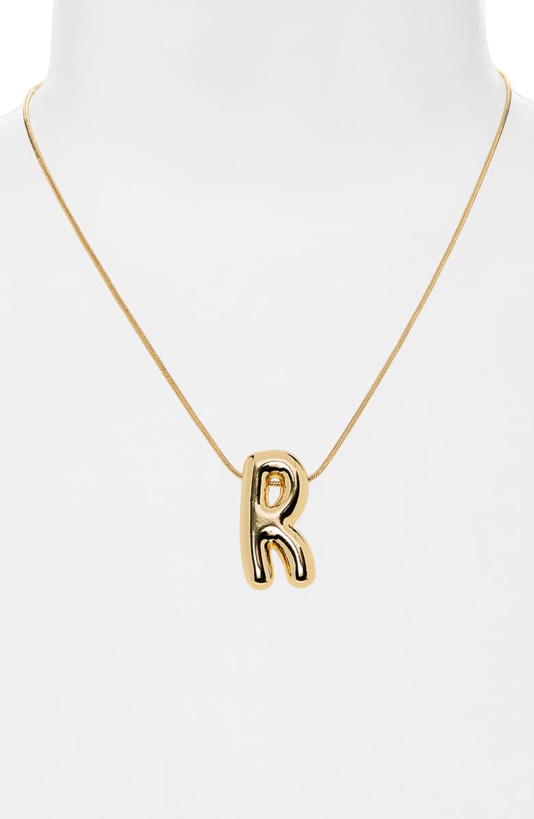 BaubleBar Bubble Initial Pendant Necklace, Alternate, color, Gold R