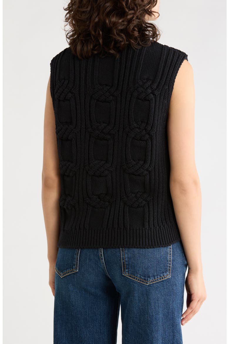Cable Stitch Sleeveless Sweater, Alternate, color, BLACK