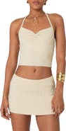 EDIKTED Fiona Cinched Rib Halter Top
