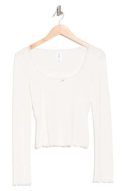 Abound Long Sleeve Square Neck Pointelle Top In White