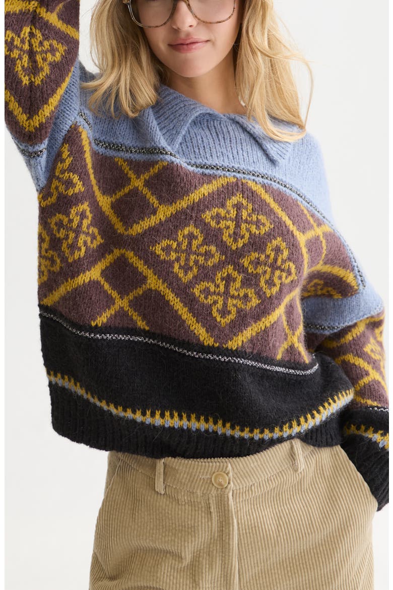 Fair Isle Boxy Fit Sweater, Main, color, SHALE