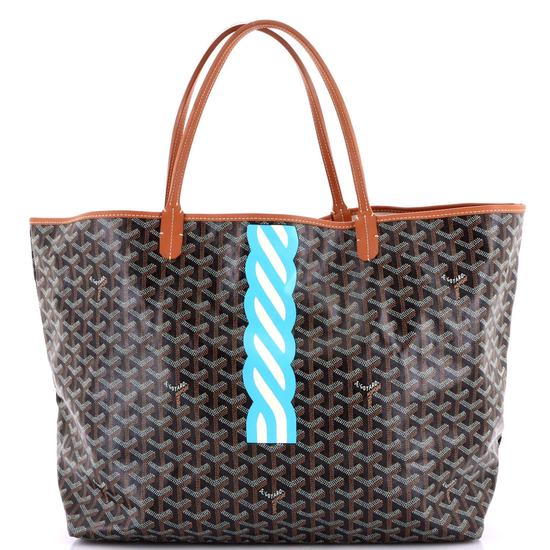 Pre-Owned Goyard Saint Louis Tote Printed Coated Canvas GM, Main, color, Brown