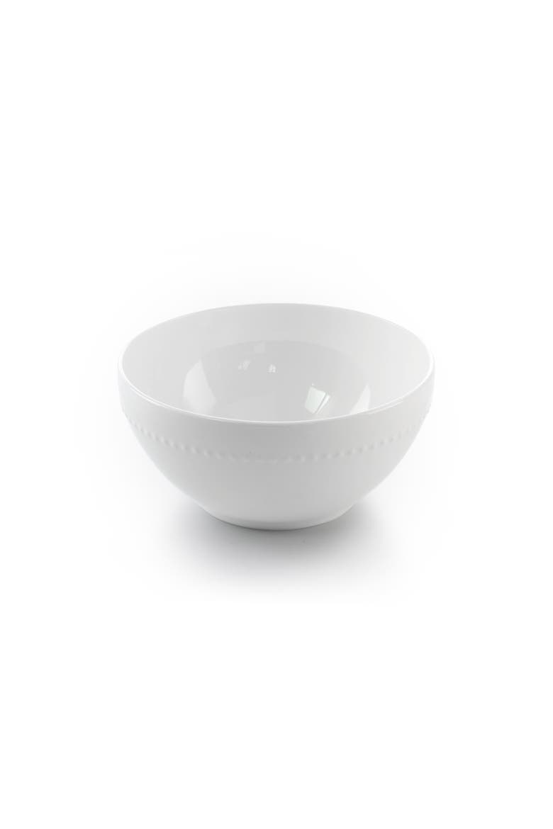 16 Piece Embossed Bone China Dinnerware Set, Alternate, color, White