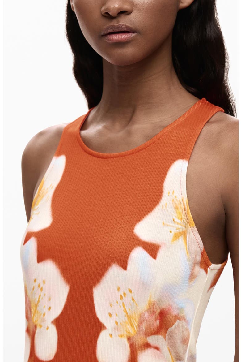 Floral Print Sleeveless Knit Dress, Alternate, color, ORANGE