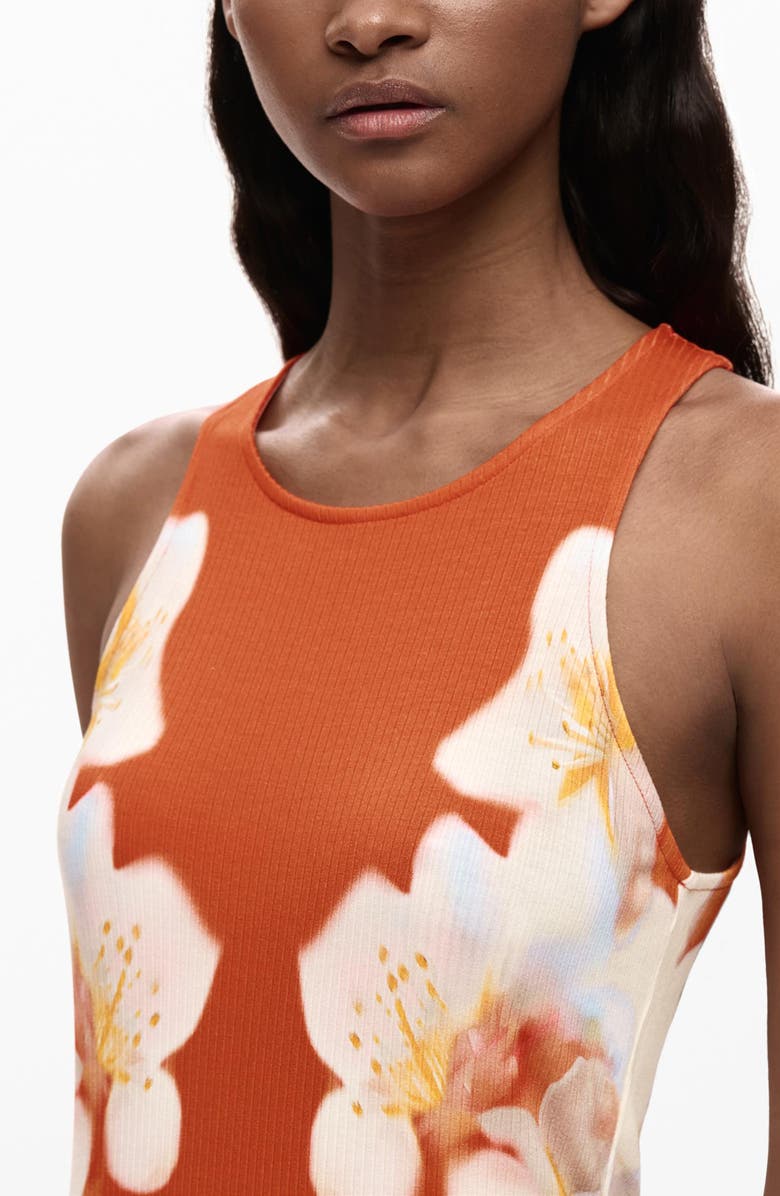 Desigual Floral Print Sleeveless Knit Dress, Alternate, color, Orange