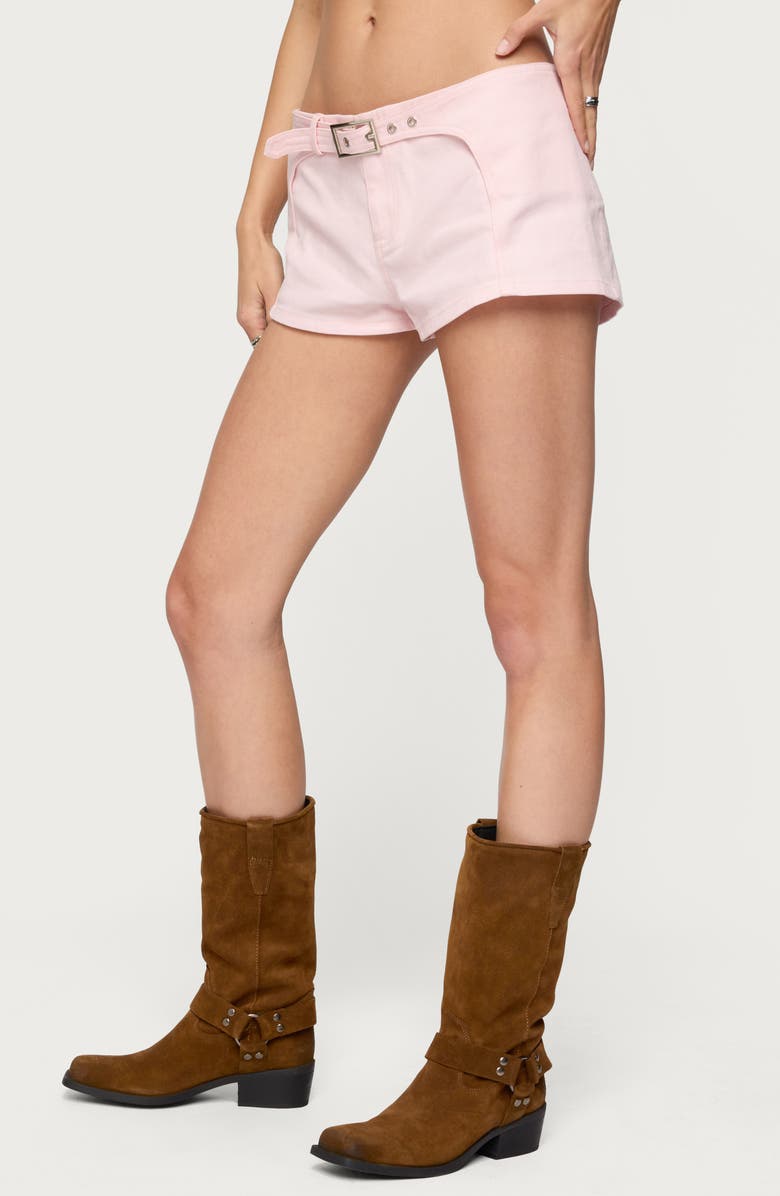 EDIKTED Vicco Belted Low Rise Shorts, Alternate, color, Light-Pink