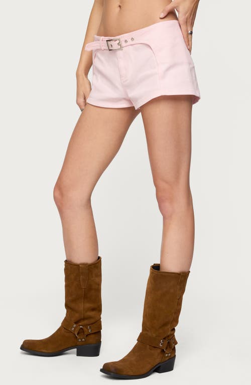 Edikted Vicco Belted Low Rise Shorts In Pink