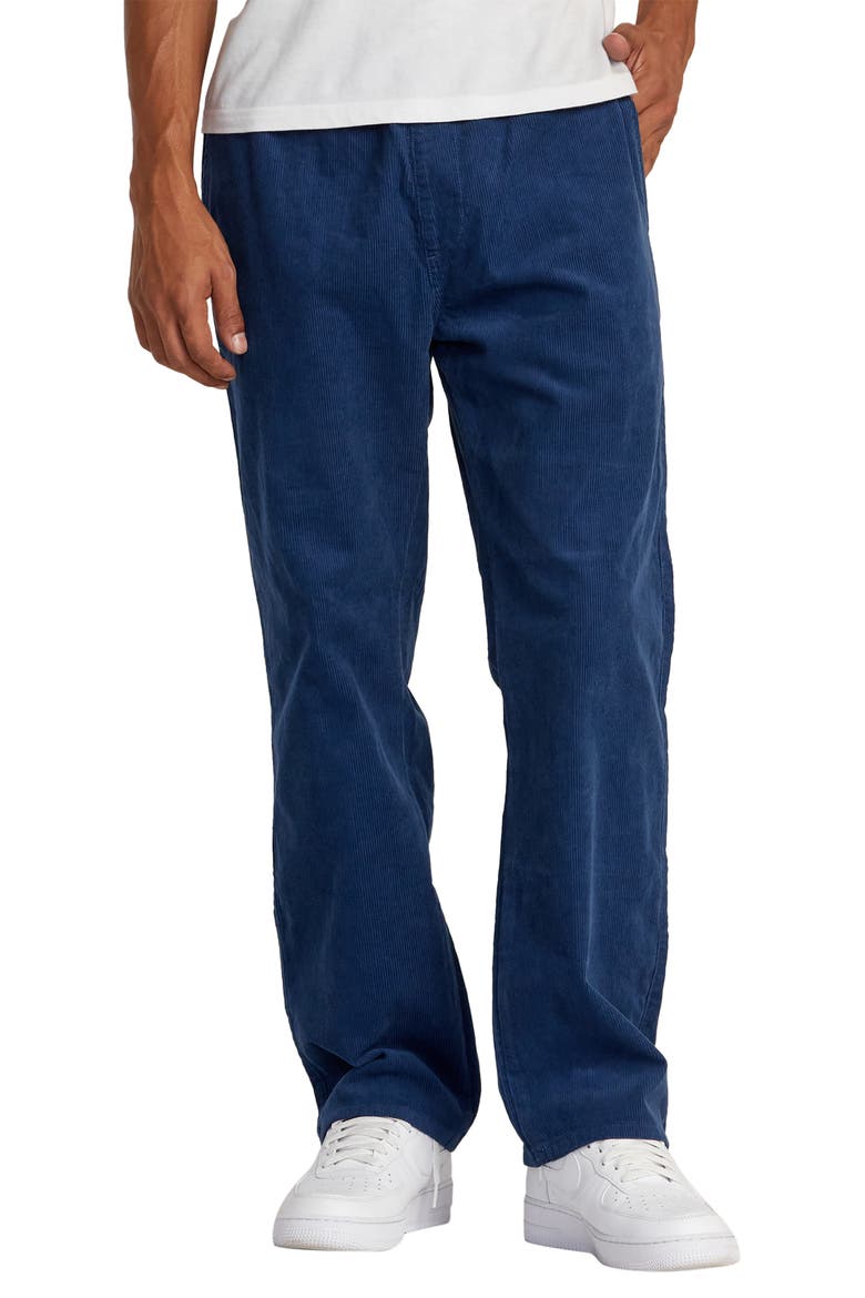 Americana Elastic Waist Corduroy Pants, Main, color, DARK DENIM
