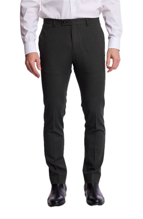 Downing Slim Fit Stretch Gingham Dress Pants