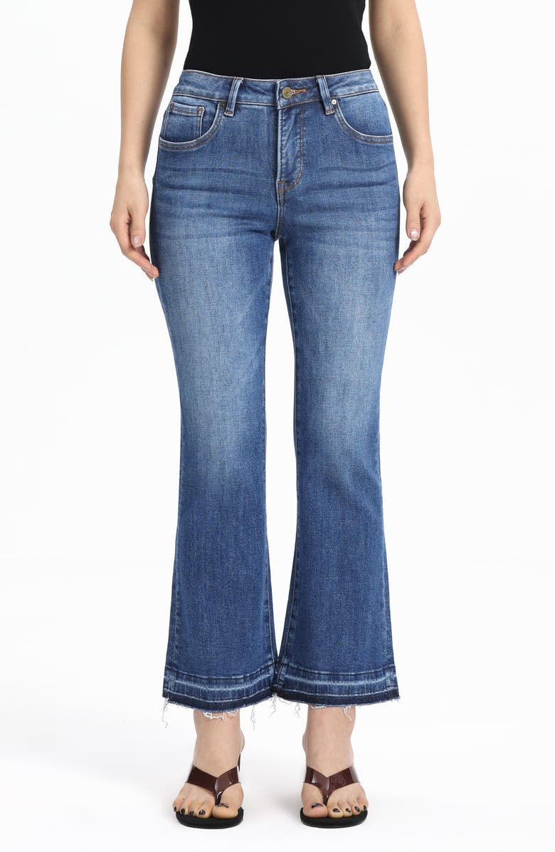 Bayeas Release Hem Mid Rise Ankle Flare Jeans, Main, color, Dark Blue