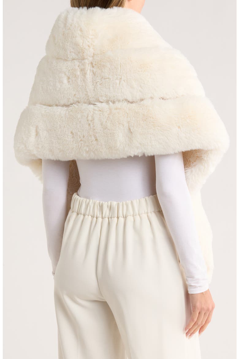 Lace Trim Faux Fur Cape, Alternate, color, WHITE