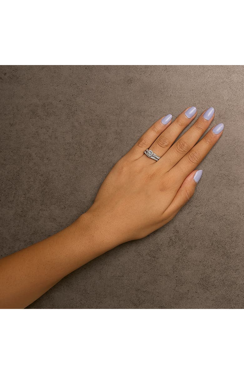 Haus of Brilliance Silver 1/3 Cttw Diamond Halo and Pave Shank Engagement Ring Set, Alternate, color, Silver