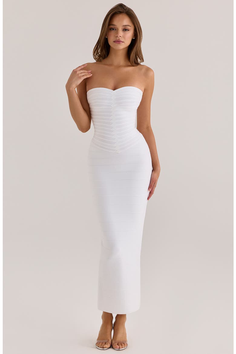 The Sweetheart Strapless Bandage Gown, Alternate, color, WHITE