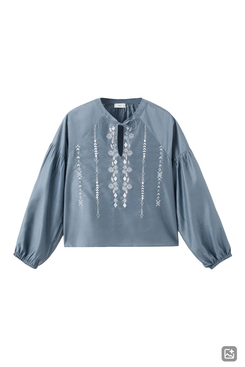 Embroidered Peasant Top, Alternate, color, SKY BLUE