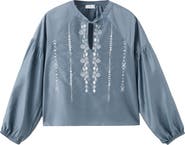 MANGO TEEN Embroidered Peasant Top