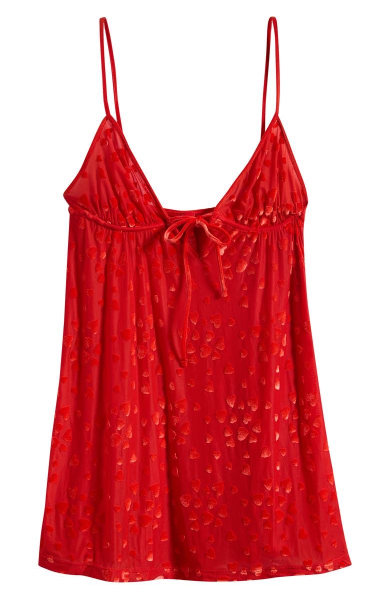 SKIMS Sheer Velvet Straight Neck Chemise, Main, color, Ruby