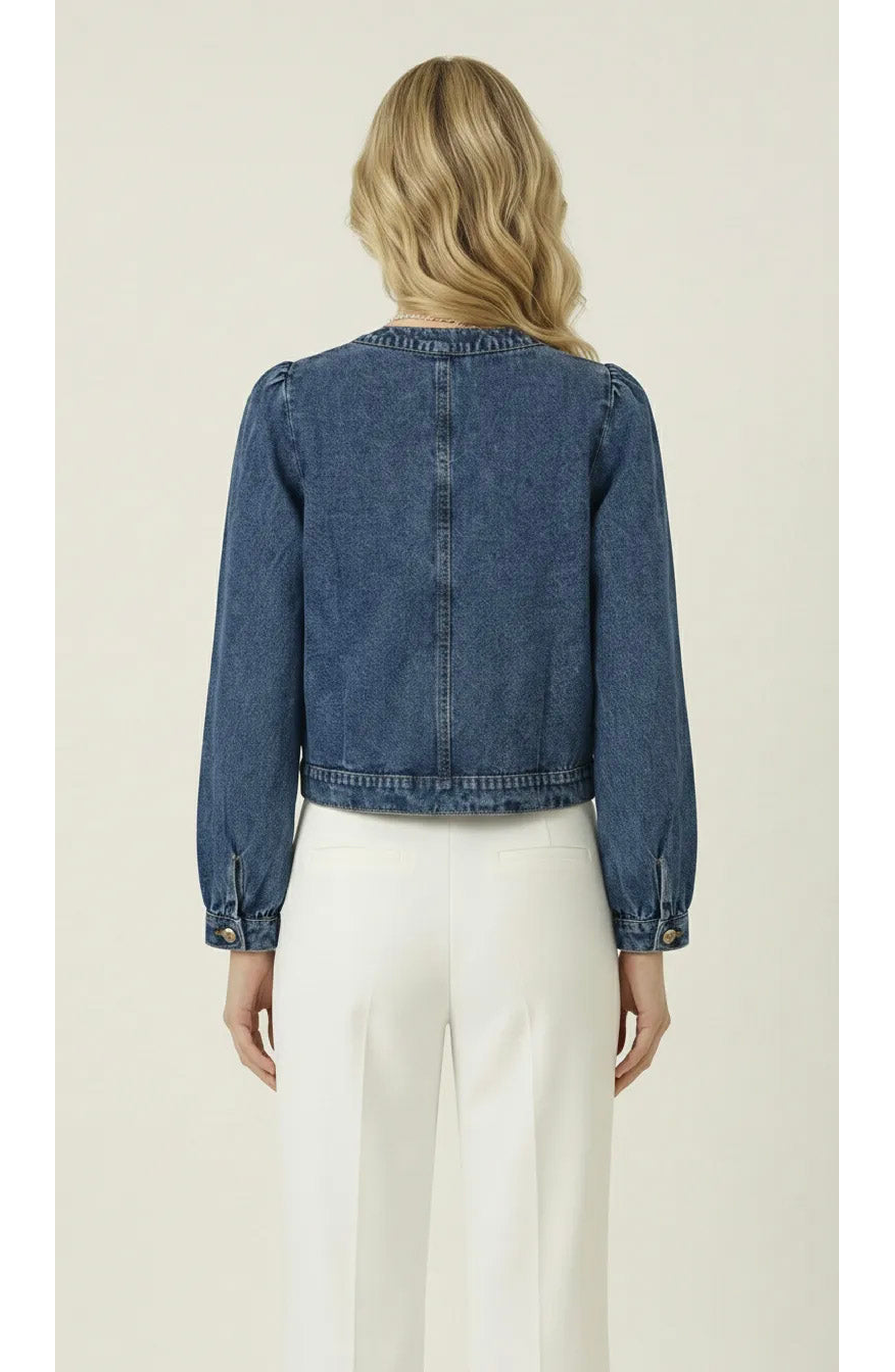 Button Front Utility Pocket Denim Jacket - image 2