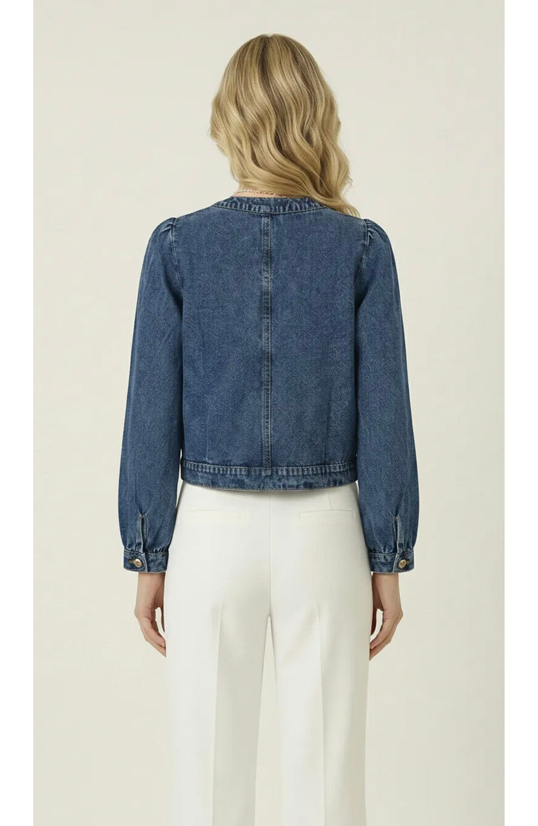 Modenaire Button Front Utility Pocket Denim Jacket, Alternate, color, Dark Indigo Blue