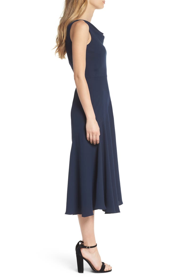 Juliet Cowl Neck Crepe Dress, Alternate, color, NAVY NIGHT