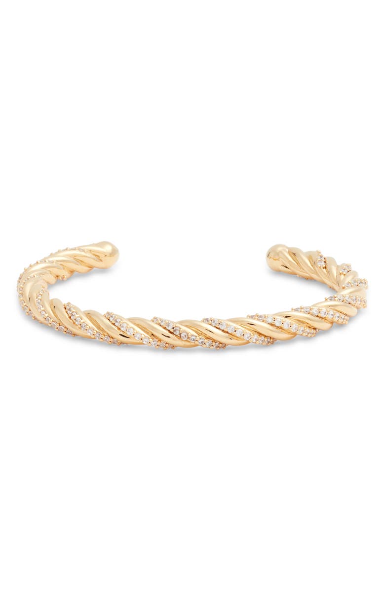 Nordstrom Twisted Cubic Zirconia Cuff Bracelet, Main, color, Clear- Gold