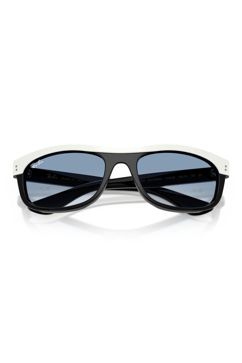 62mm Balorama Gradient Rectangle Sunglasses, Alternate, color, WHITE ON BLACK / CLEAR