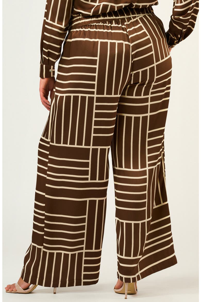 Josie Geo Stripe Satin Pants, Alternate, color, CEDAR/ CREAM