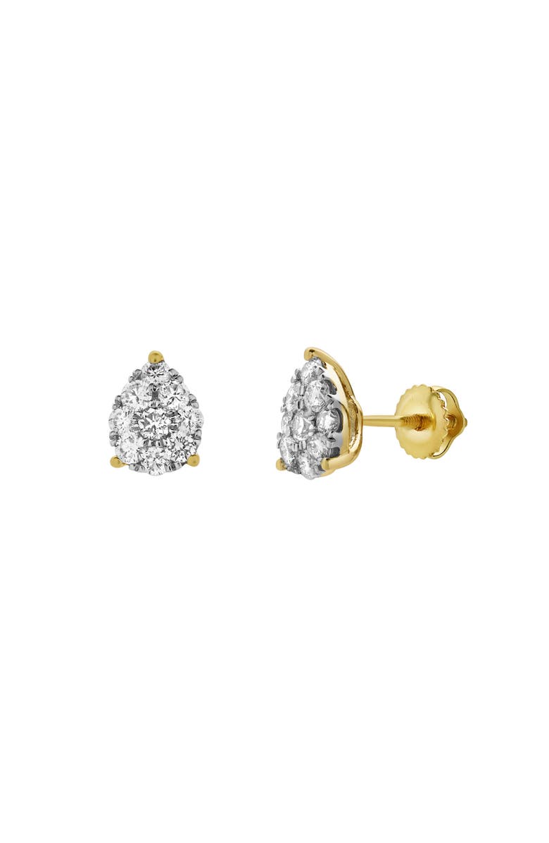 LuvMyJewelry Poire 14K Yellow Gold Cluster Lab Grown Diamond Unisex Earrings - 0.72 Cts, Main, color, 14K Yellow Gold
