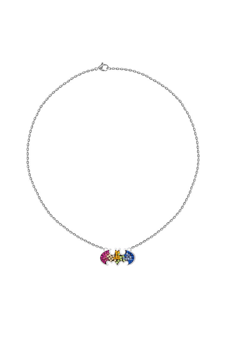 Batman Stainless Steel Crystal Necklace, Alternate, color, Multi