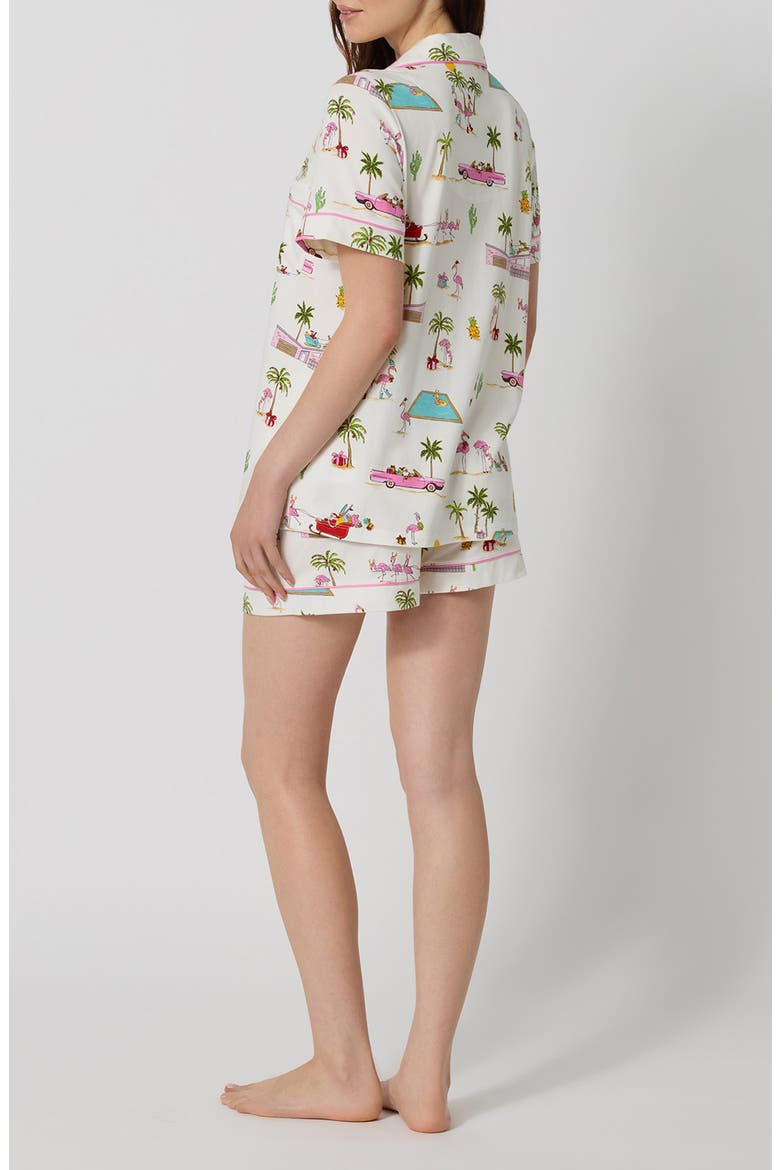 Short Sleeve Cotton Pajamas, Alternate, color, FESTIVE FLAMINGOS