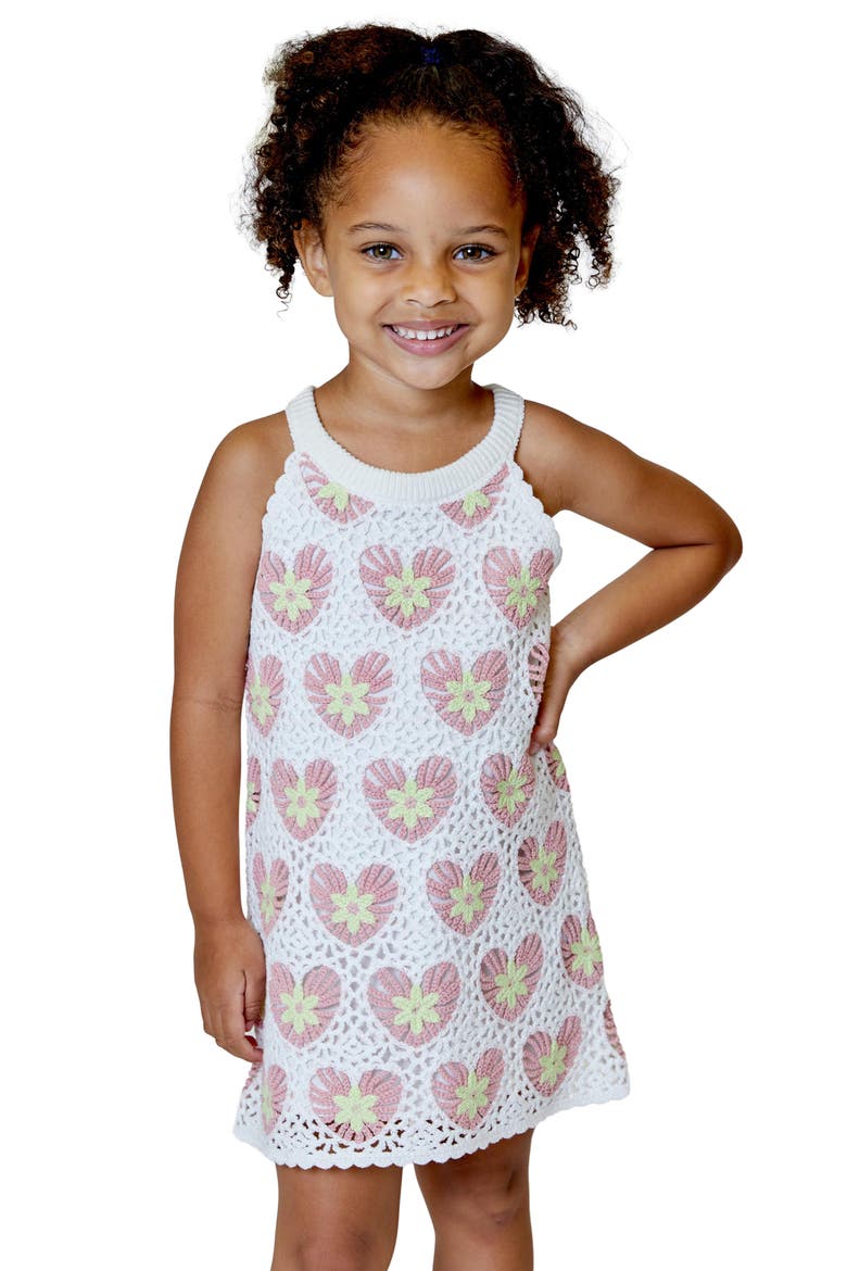 Kids' Crochet Heart Dress, Main, color, VANILLA COMBO