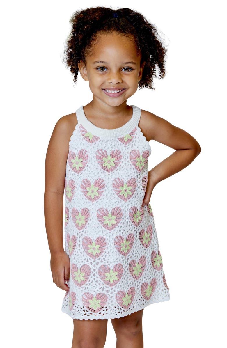 Design History Kids' Crochet Heart Dress, Main, color, Vanilla Combo