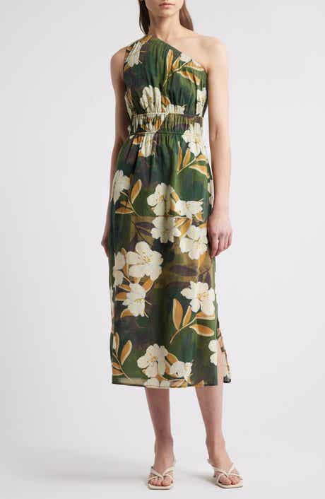 Rails Selani Floral One-Shoulder Cotton Midi Dress