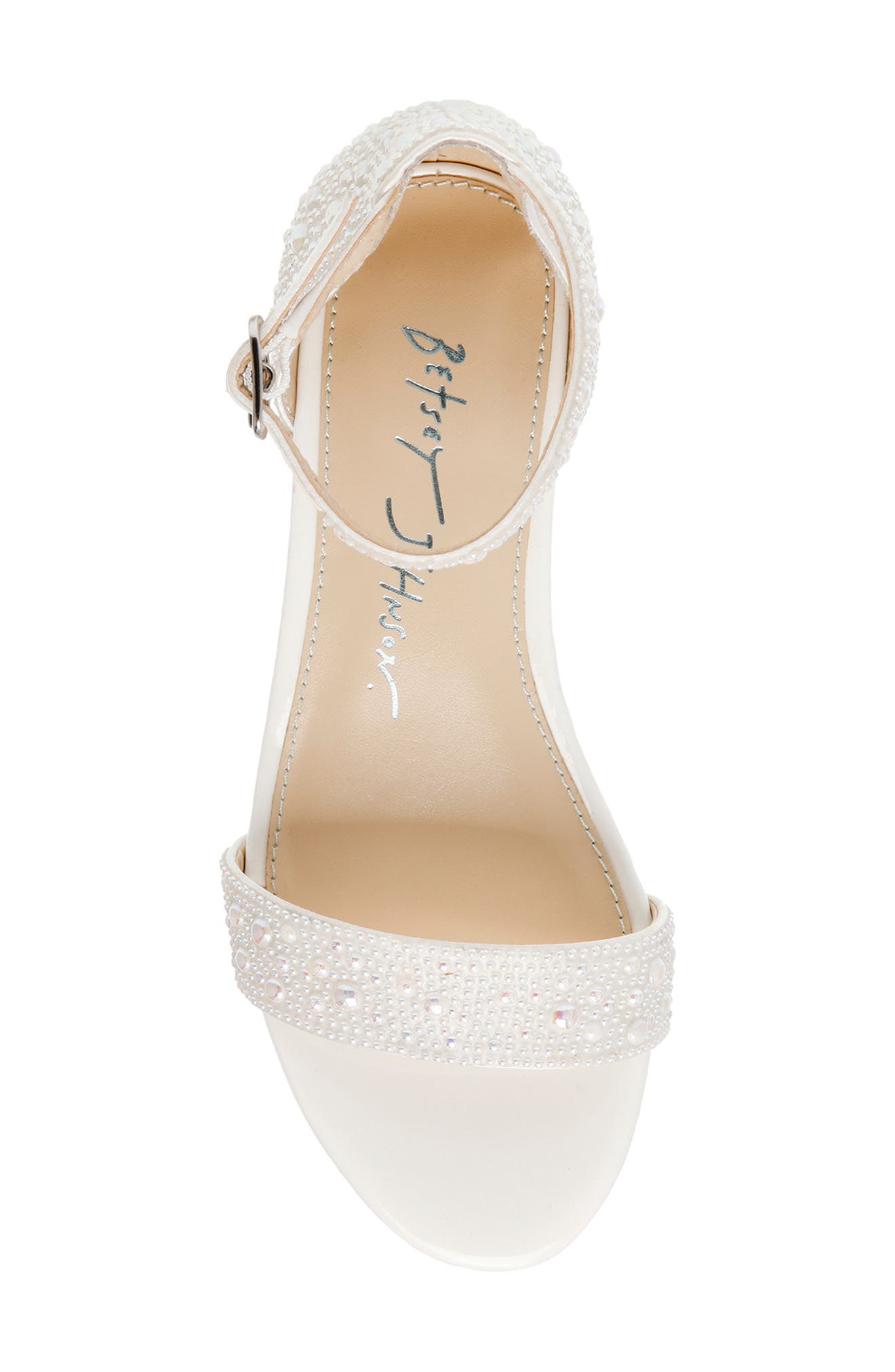 Betsey Johnson Rhinestone Ankle Strap Sandal, Alternate, color, 