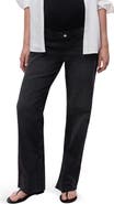 MANGO Over the Bump Raw Hem Straight Leg Maternity Jeans