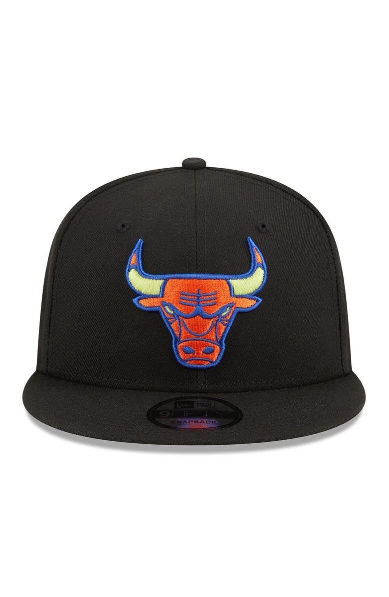 New Era Men's New Era Black Chicago Bulls Neon Pop 9FIFTY Snapback Hat, Alternate, color,