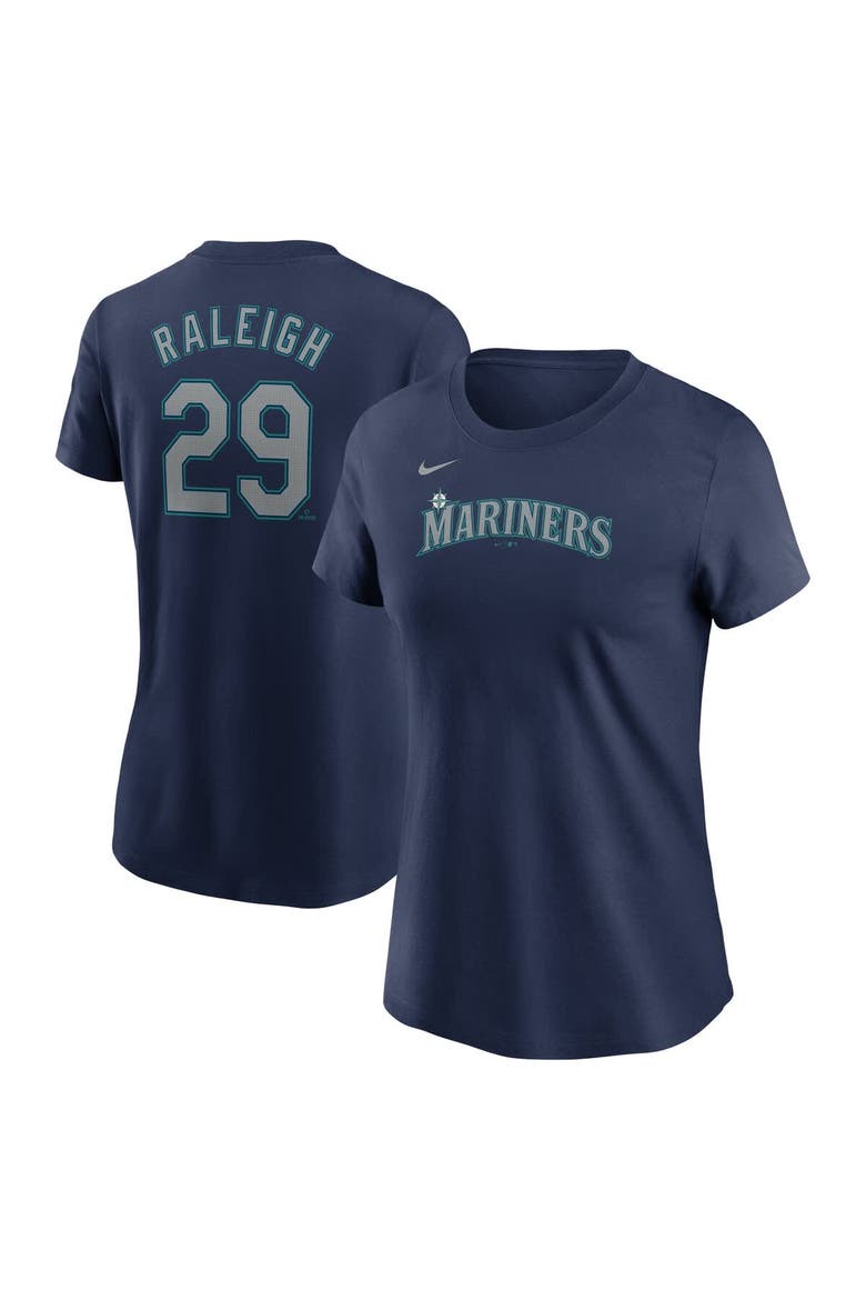 Women's Nike Cal Raleigh Navy Seattle Mariners Fuse Name & Number T-Shirt, Main, color, Navy