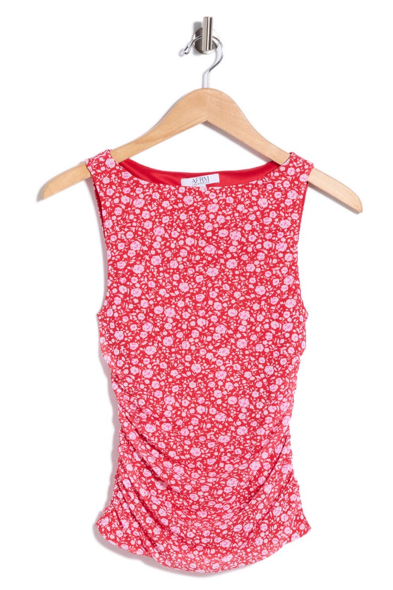 Zola Mesh Boatneck Tank, Main, color, RED DITSY FLORAL