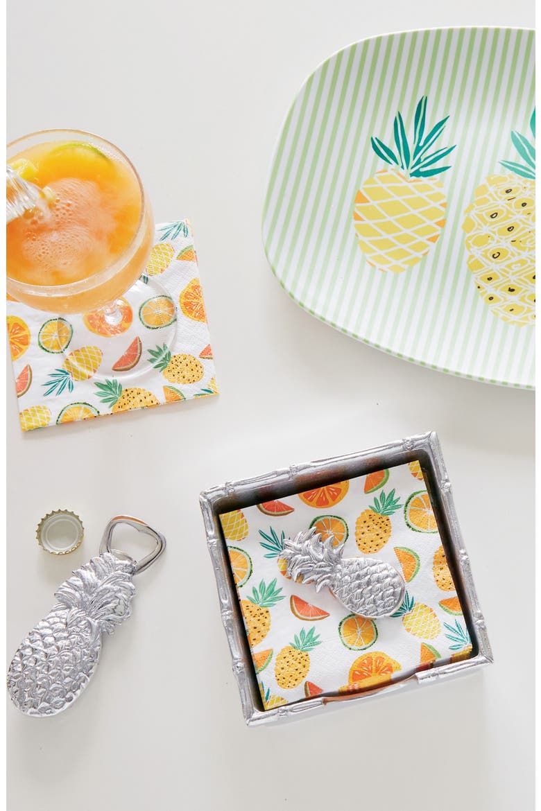 Tropical Pineapple Napkin Box Set, Alternate, color, SILVER