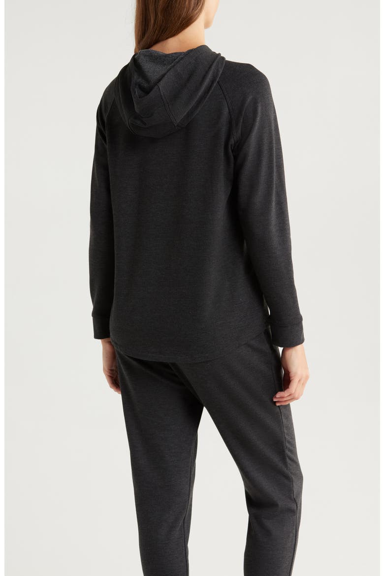 Lightweight Fleece Hoodie, Alternate, color, HEATHER BLACK