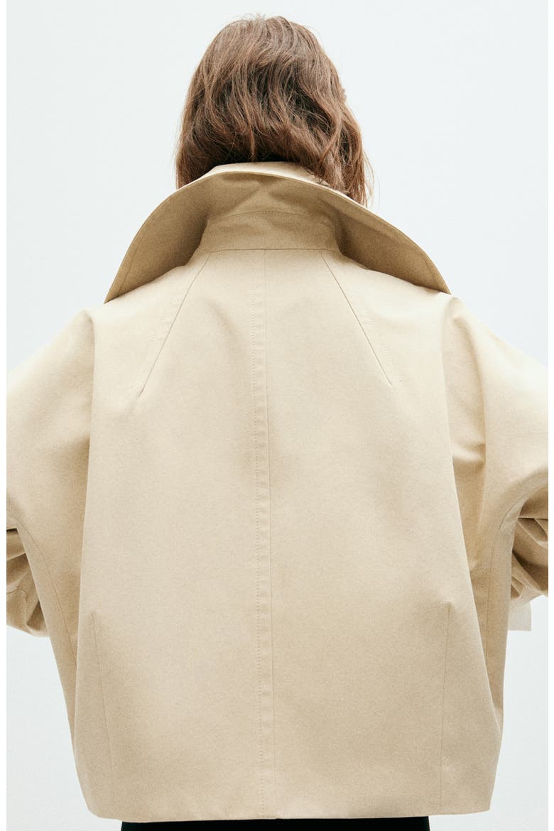 Waxed Short Trench Coat, Alternate, color, BEIGE