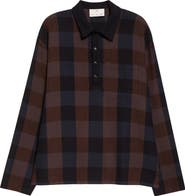 SONG FOR THE MUTE Plaid Long Sleeve Cotton Polo