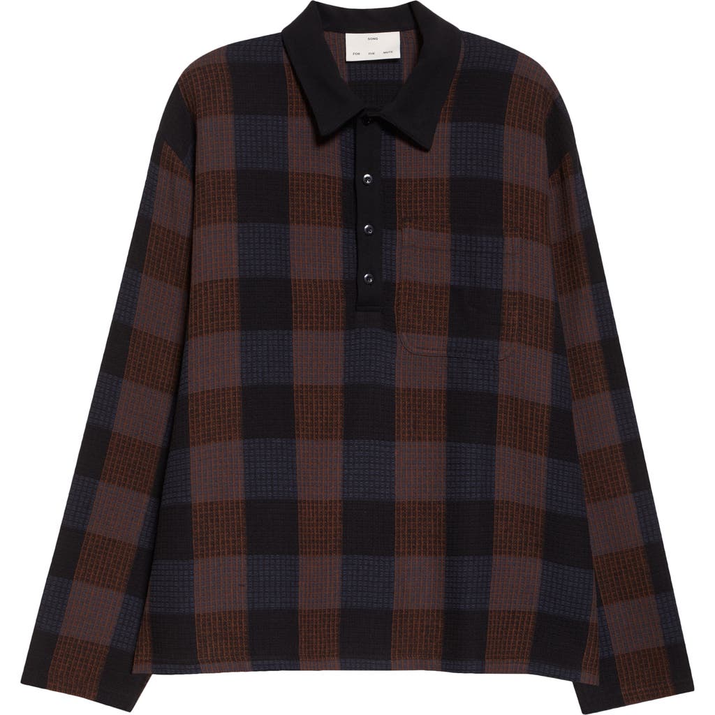 Song For The Mute Plaid Long Sleeve Cotton Polo In Multi