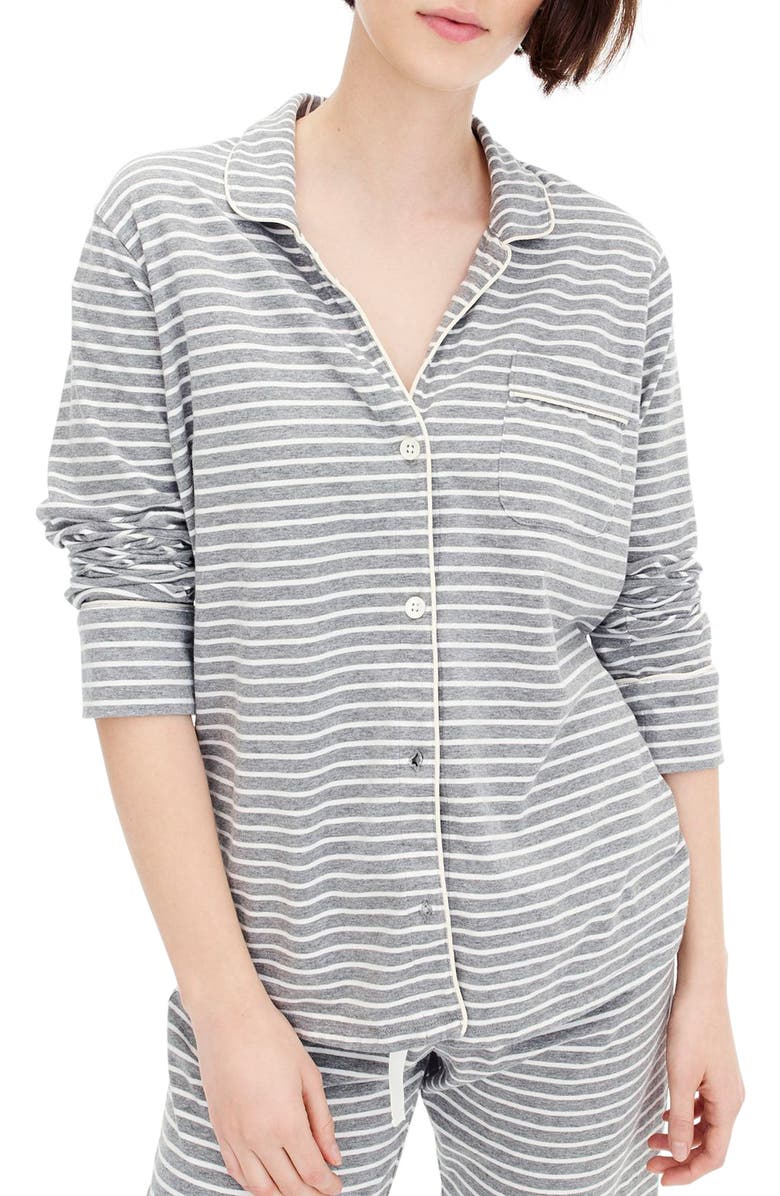 J.Crew Dreamy Stripe Cotton Pajamas, Main, color, 
