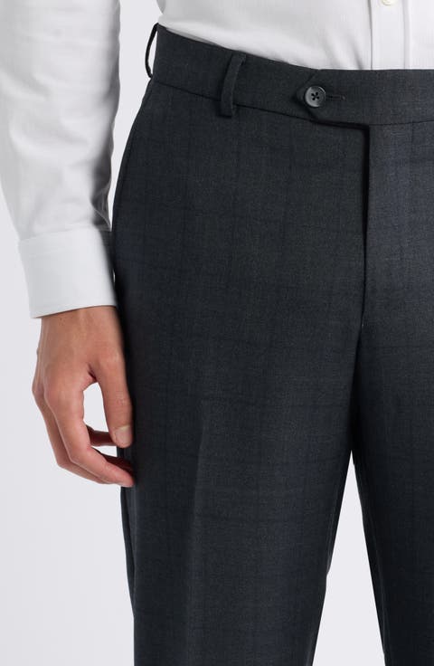 Windowpane Check Wool Pants