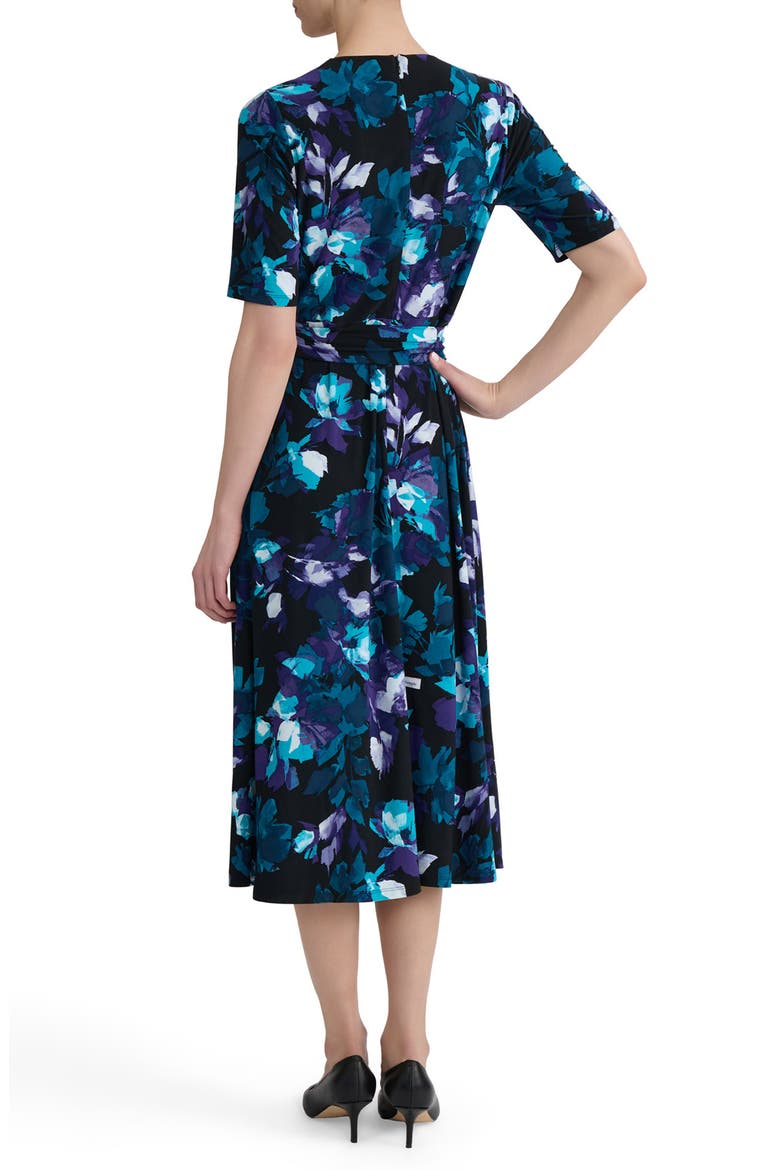 Pleated Fit and Flare Dress, Alternate, color, BLACK/BLUE MULTI
