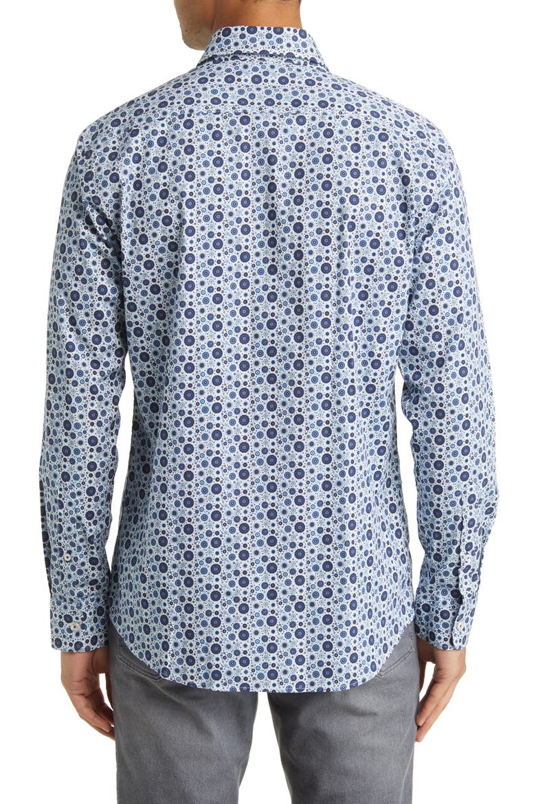 Harold Hi-Flex Stretch Cotton Button-Up Shirt, Alternate, color, NAVY