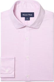 Mizzen+Main Haylard Trim Fit Pink Gingham Textured Knit Button-Up Shirt