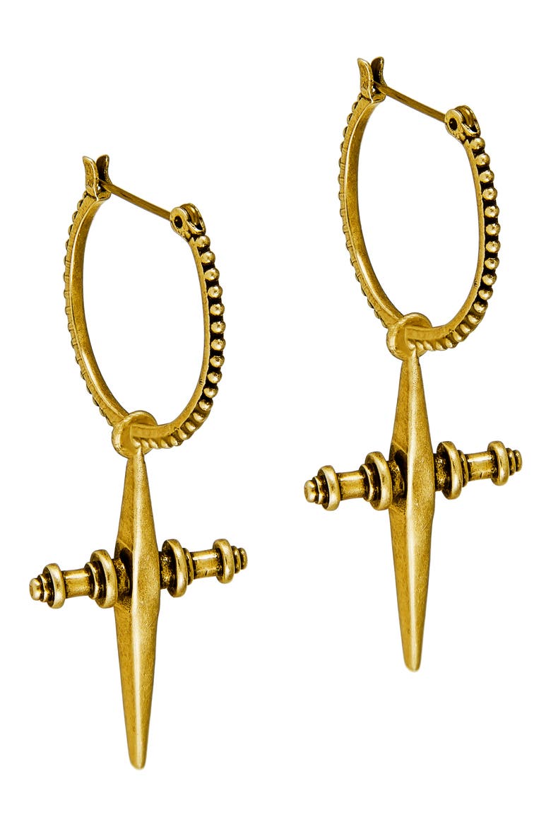 Cross Hoop Earrings, Alternate, color, GOLD
