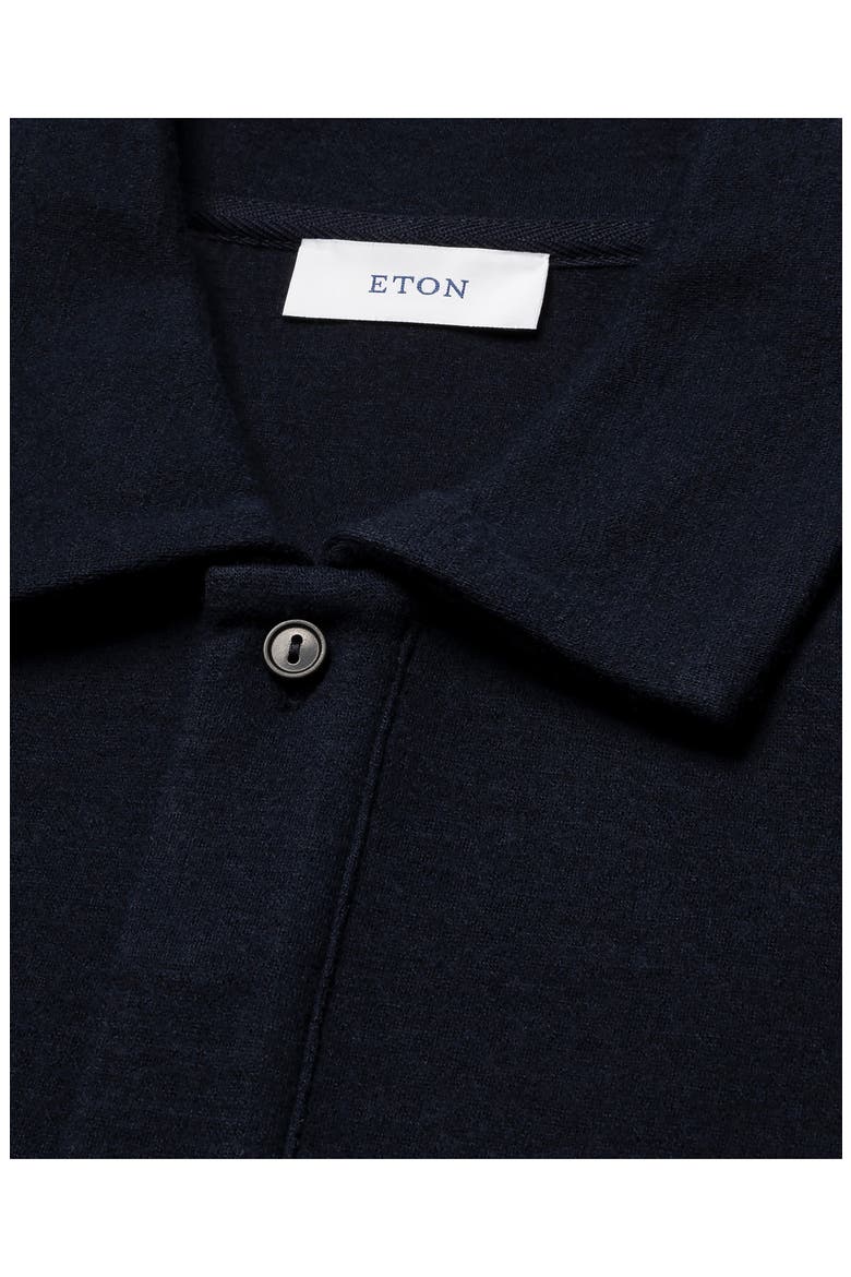 Boiled Wool Long Sleeve Polo, Alternate, color, NAVY