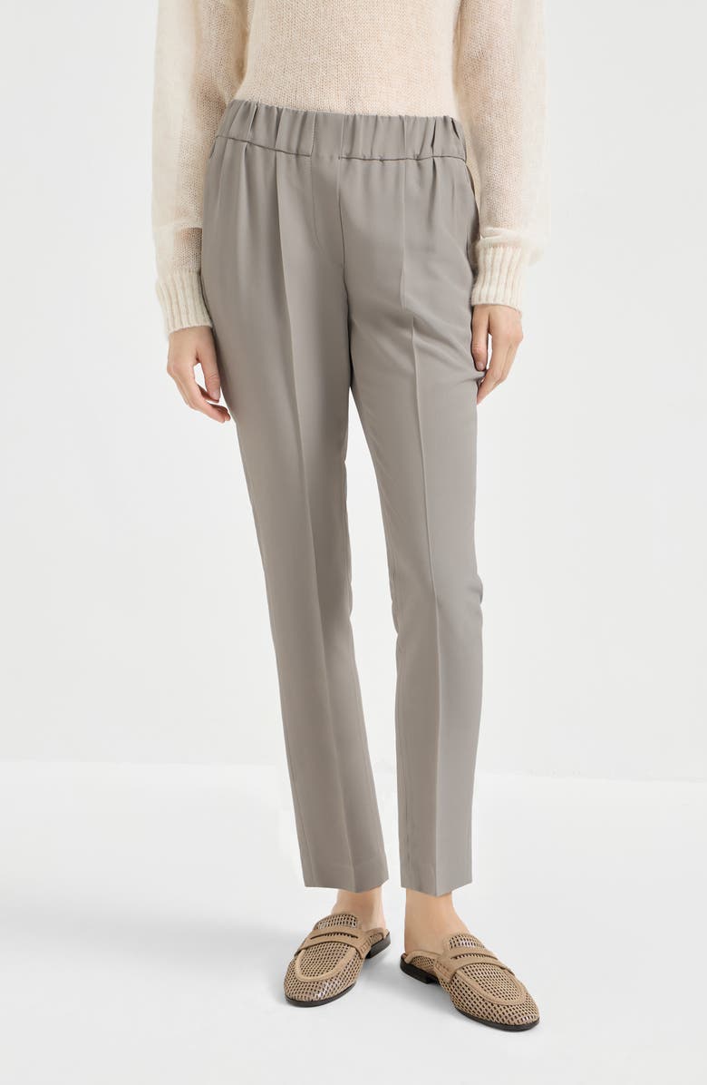 Brunello Cucinelli Tailored Jogger trousers, Alternate, color, Light Grey